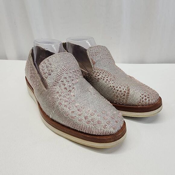 Free People Shoes - Free People Size 39 US 8.5 Snake Eyes Silver Metallic and Velvet Loafers P